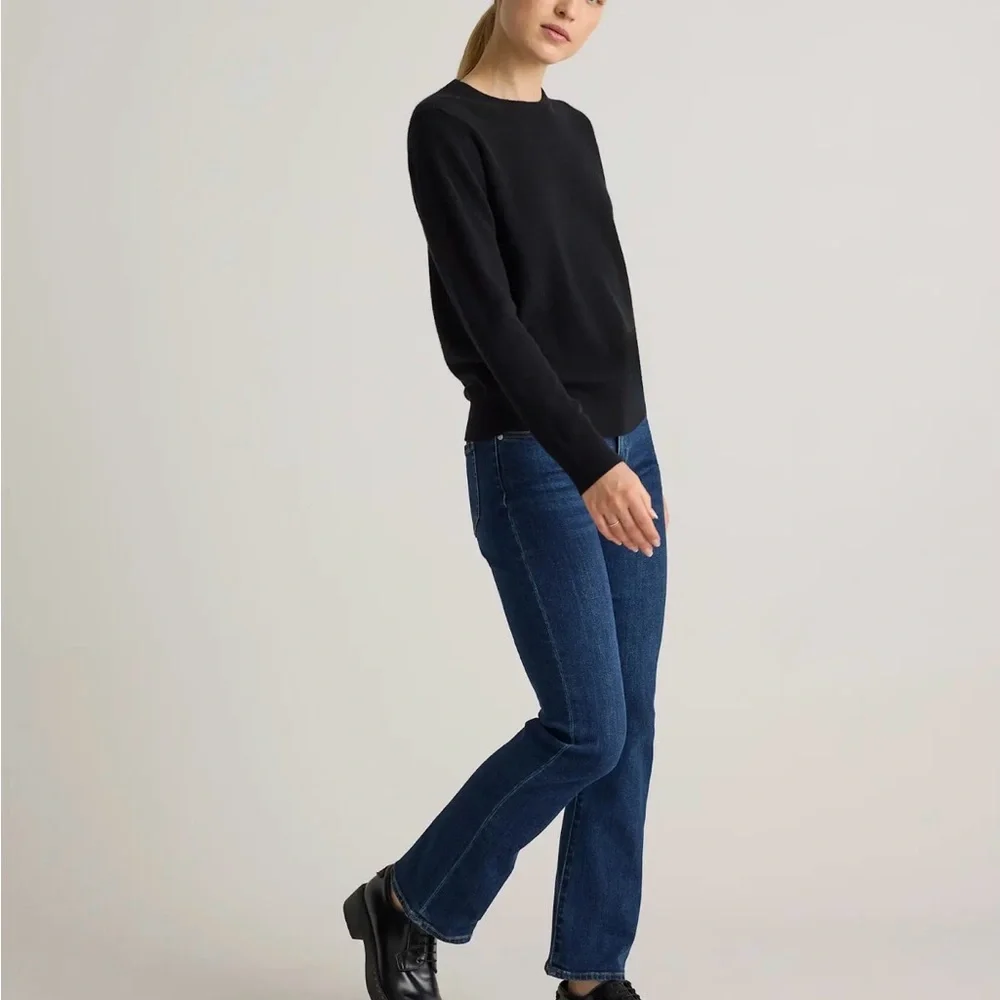 Quince Mongolian Cashmere Women's Black Crew Neck Sweater - Picture 3 of 5